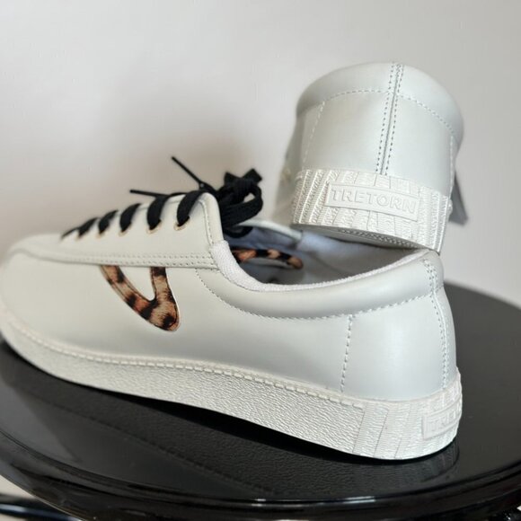 Tretorn Nylite Plus Leather Sneakers in White Leopard - Picture 5 of 15